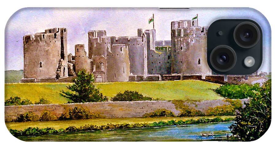 Caerphilly iPhone Case featuring the painting Caerphilly Castle #4 by Andrew Read