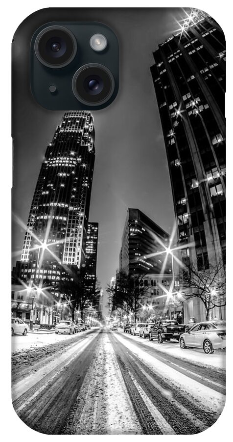 Architecture iPhone Case featuring the photograph Charlotte Nc Skyline Covered In Snow #4 by Alex Grichenko