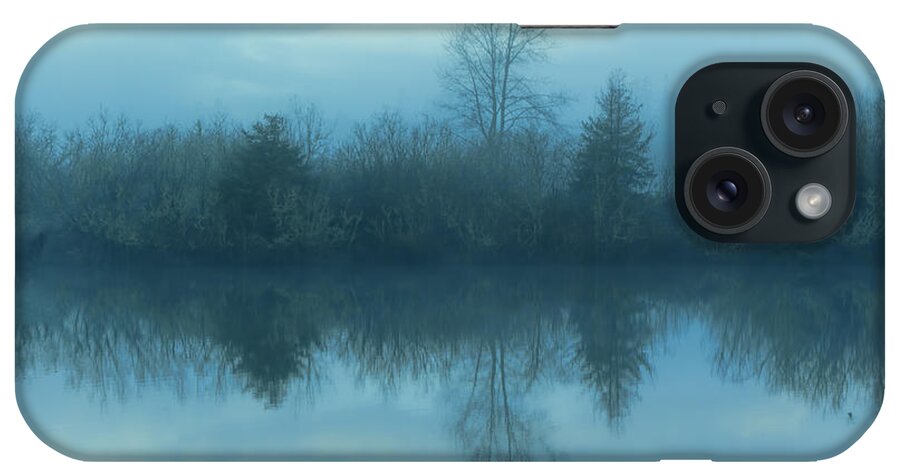 Reflections Lake iPhone 15 Case featuring the photograph Reflections blue lake by Cathy Anderson