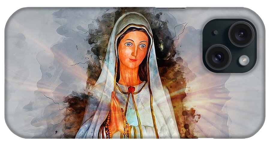 Religion iPhone Case featuring the mixed media The Virgin Mary #4 by Ian Mitchell
