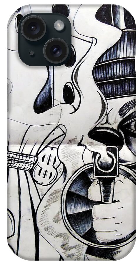 Black Art iPhone Case featuring the drawing Untitled #4 by A S