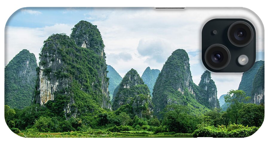 Karst iPhone Case featuring the photograph Karst mountains and rural scenery #47 by Carl Ning