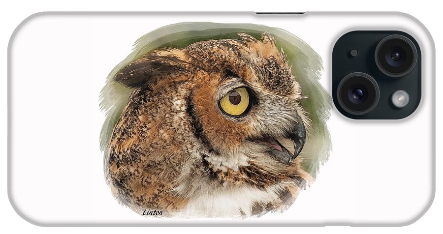 Owl iPhone Case featuring the digital art Great Horned Owl #5 by Larry Linton