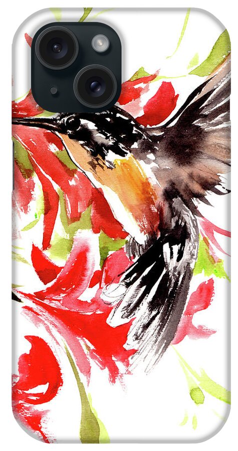 Hummingbird iPhone Case featuring the painting Hummingbird #5 by Suren Nersisyan