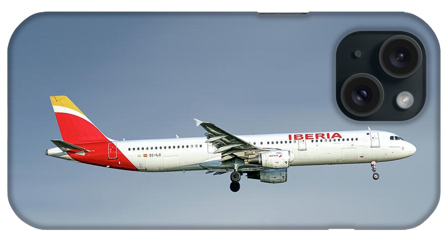 Iberia iPhone Case featuring the mixed media Iberia Airbus A321-212 #5 by Smart Aviation