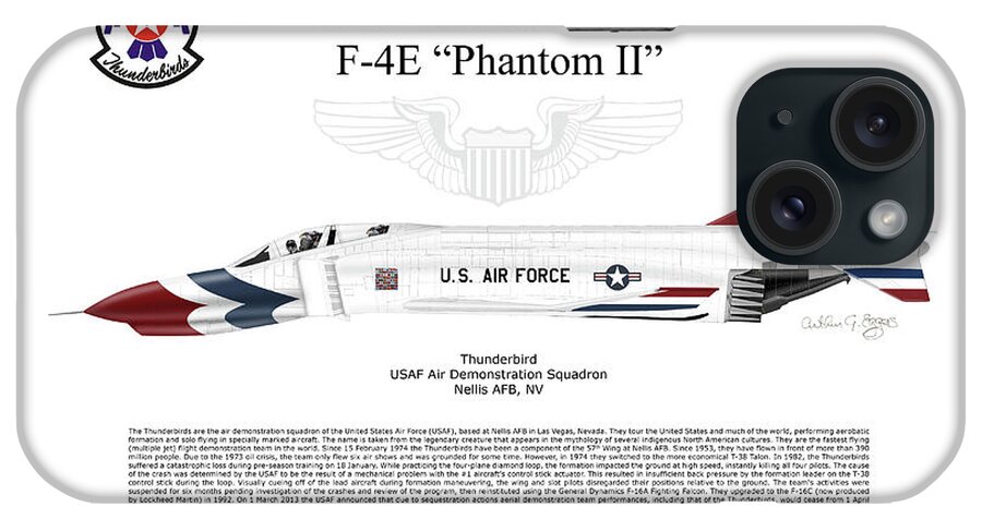 Mcdonnell Douglas iPhone Case featuring the digital art McDonnell Douglas F-4E Phantom II Thunderbird #2 by Arthur Eggers