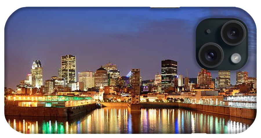 Montreal iPhone Case featuring the photograph Montreal over river at dusk #5 by Songquan Deng