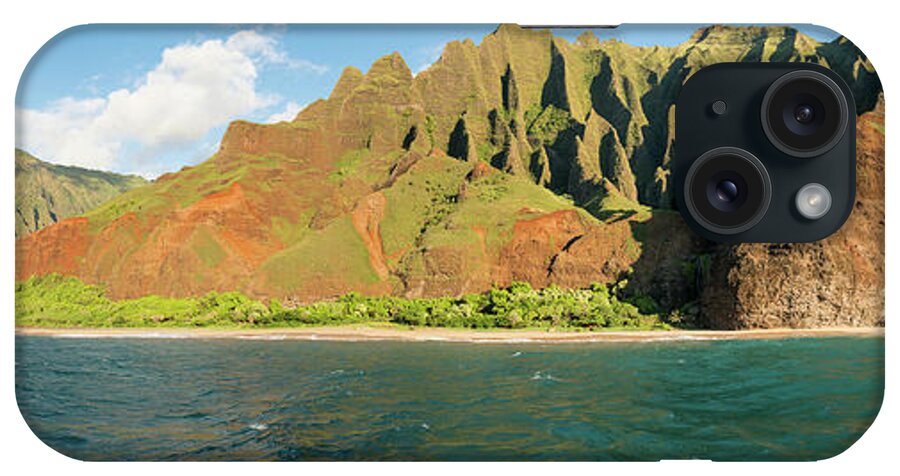 Boat iPhone Case featuring the photograph Na Pali coastline taken from sunset cruise along Kauai shore #5 by Steven Heap