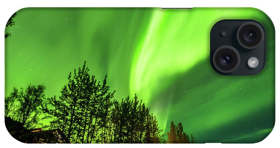 Denali iPhone Case featuring the photograph Northern lights, aurora borealis at Kantishna Lodge in Denali National Park #5 by Brenda Jacobs