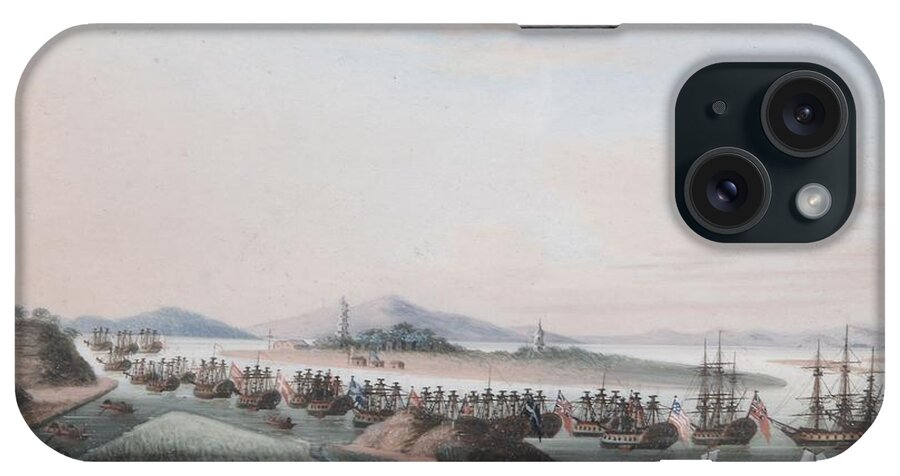 Anglo-chinese School (19th Century) View Of The Thirteen Factories iPhone Case featuring the painting View of The Thirteen Factories #5 by MotionAge Designs