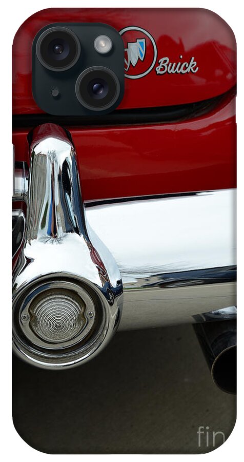 1952 52 Buick Auto Collector Collectable Antique Car Show Red Chrome Bumper Tail Pipe Tailpipe Exhaust Classic iPhone Case featuring the photograph 52 Buick 5118 by Ken DePue