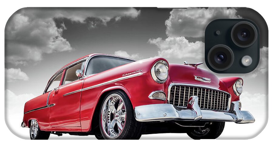 55 Chevy iPhone Case featuring the digital art 55 Red by Douglas Pittman