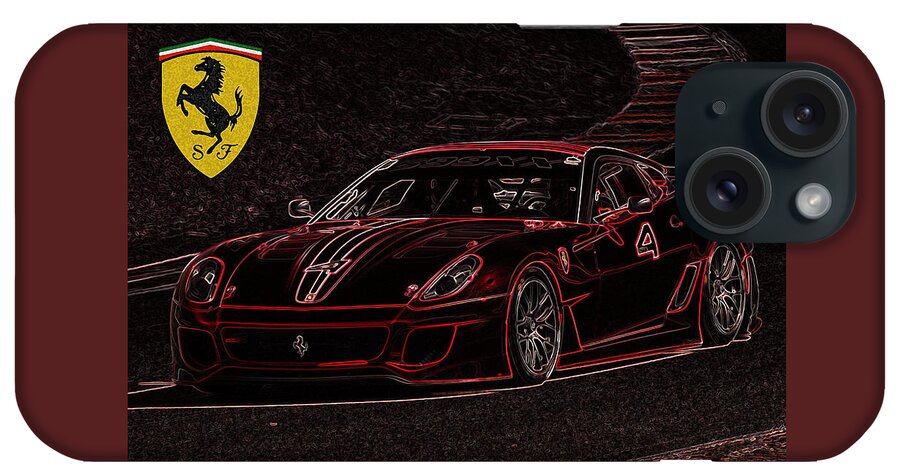 Ferrari iPhone Case featuring the drawing 599XX art by Darrell Foster