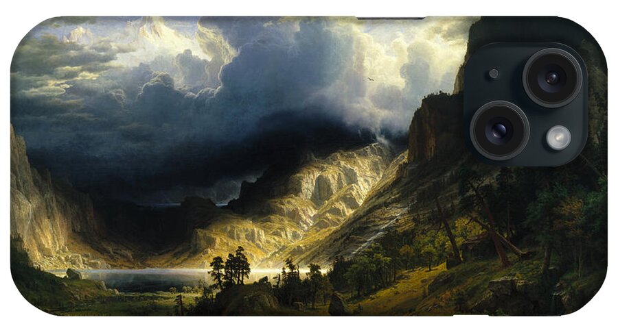 A Storm In The Rocky Mountains iPhone Case featuring the painting A Storm in the Rocky Mountains #6 by Albert Bierstadt