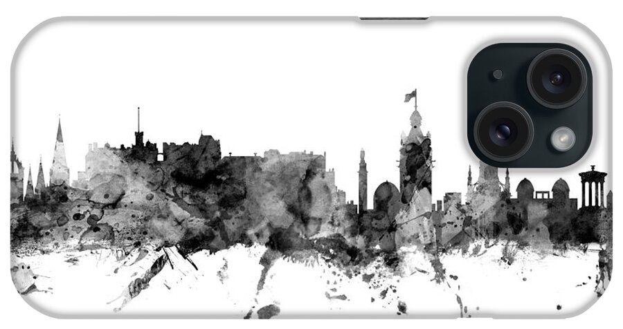 City iPhone Case featuring the digital art Edinburgh Scotland Skyline #6 by Michael Tompsett