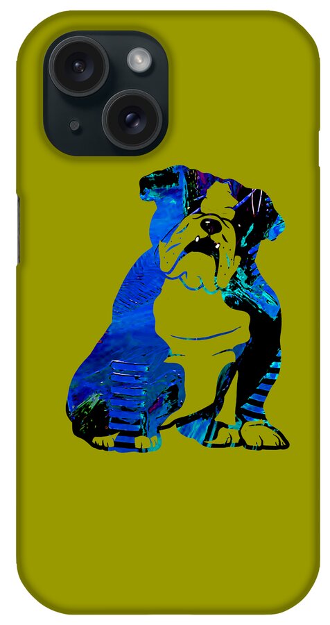 English Bulldog iPhone Case featuring the mixed media English Bulldog Collection #6 by Marvin Blaine