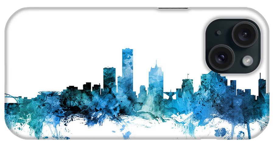 Milwaukee iPhone Case featuring the digital art Milwaukee Wisconsin Skyline #6 by Michael Tompsett