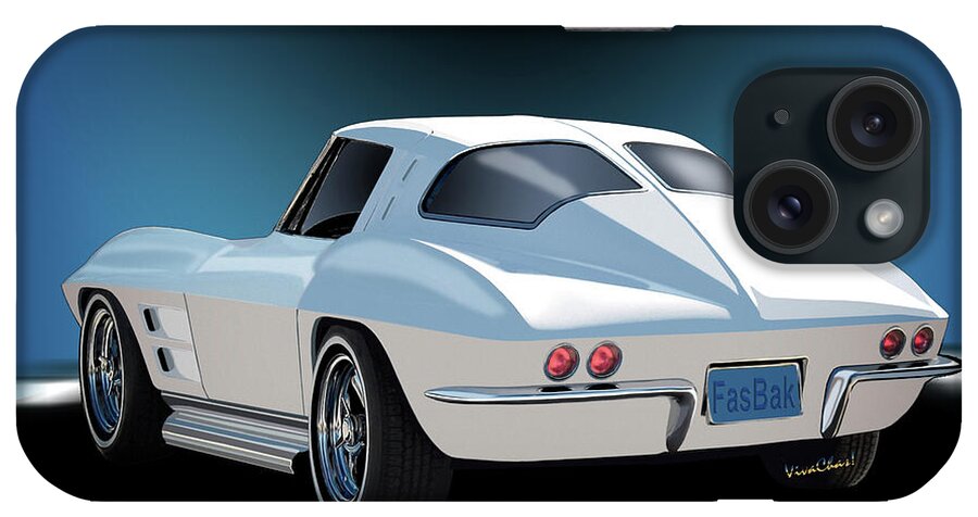 1963 iPhone Case featuring the photograph 63 Vette Rear Illustration for Story by Chas Sinklier