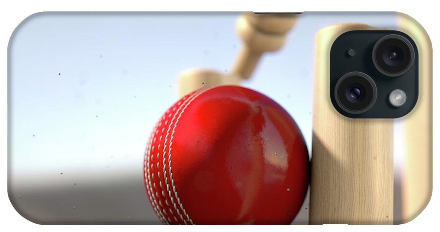 Action iPhone Case featuring the digital art Cricket Ball Hitting Wickets #7 by Allan Swart