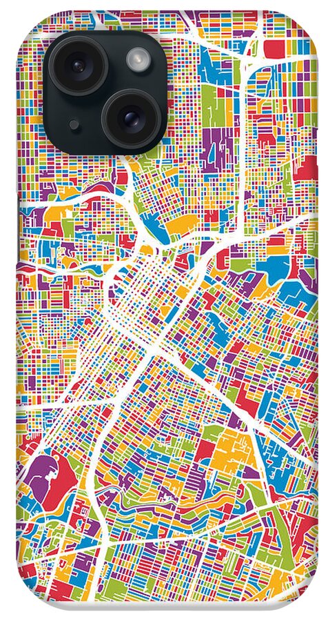 Street Map iPhone Case featuring the digital art Houston Texas City Street Map #7 by Michael Tompsett