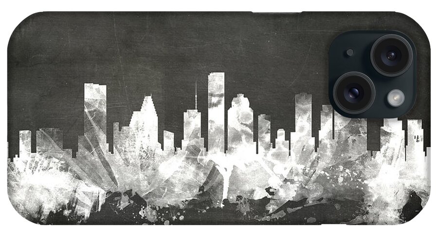 United States iPhone Case featuring the digital art Houston Texas Skyline #7 by Michael Tompsett