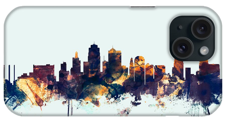 United States iPhone Case featuring the digital art Kansas City Skyline #7 by Michael Tompsett