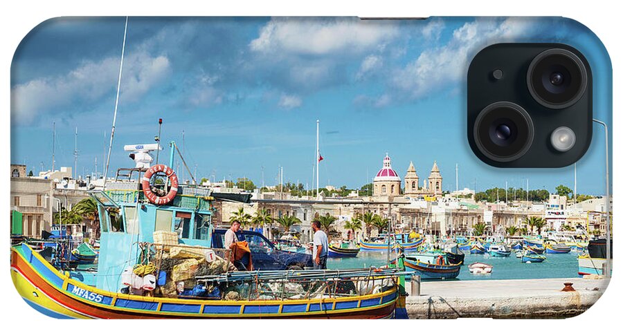Attraction iPhone Case featuring the photograph Marsaxlokk Harbour And Traditional Mediterranean Fishing Boats I #7 by JM Travel Photography
