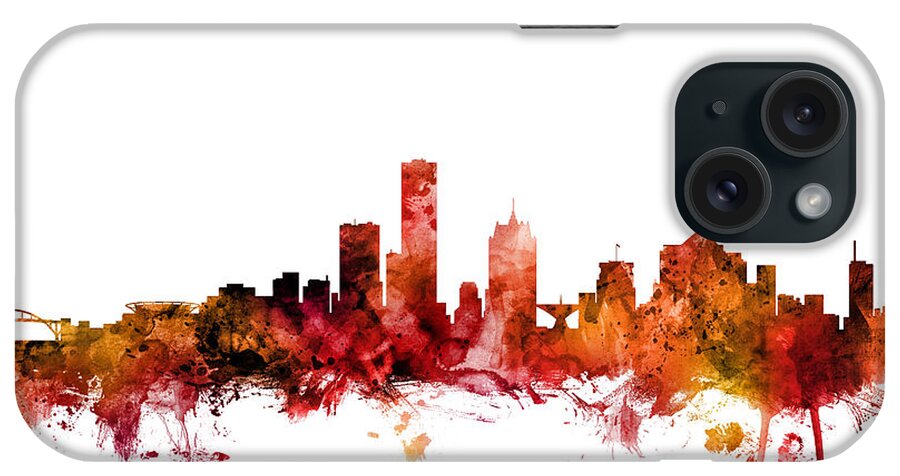 Milwaukee iPhone Case featuring the digital art Milwaukee Wisconsin Skyline #7 by Michael Tompsett