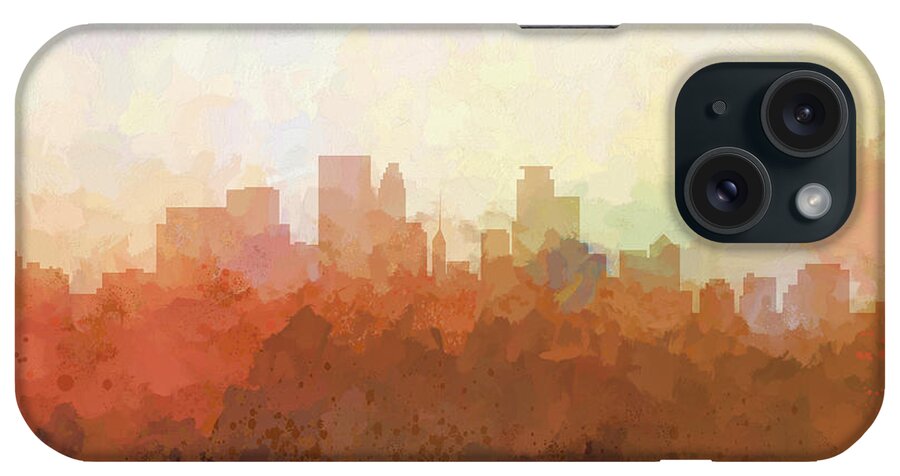 Minneapolis Minnesota Skyline iPhone Case featuring the digital art Minneapolis Minnesota Skyline #7 by Marlene Watson
