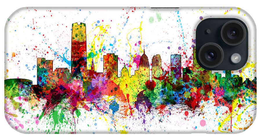 Oklahoma City iPhone Case featuring the digital art Oklahoma City Skyline #7 by Michael Tompsett