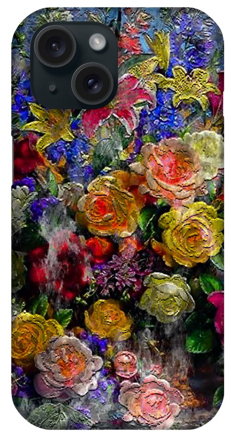Abstract iPhone Case featuring the painting 7a Abstract Floral Painting Digital Expressionism by Ricardos Creations