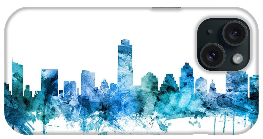 Austin iPhone Case featuring the digital art Austin Texas Skyline #8 by Michael Tompsett