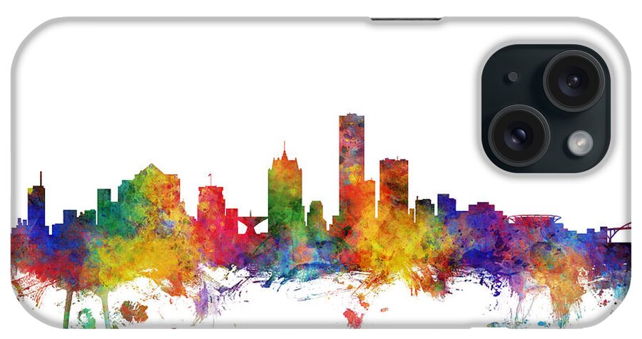 Milwaukee iPhone Case featuring the digital art Milwaukee Wisconsin Skyline #8 by Michael Tompsett