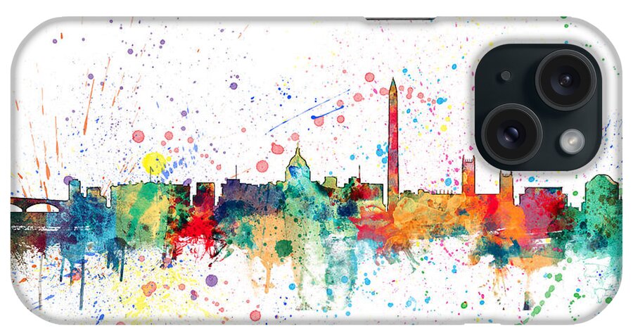 United States iPhone Case featuring the digital art Washington DC Skyline #8 by Michael Tompsett