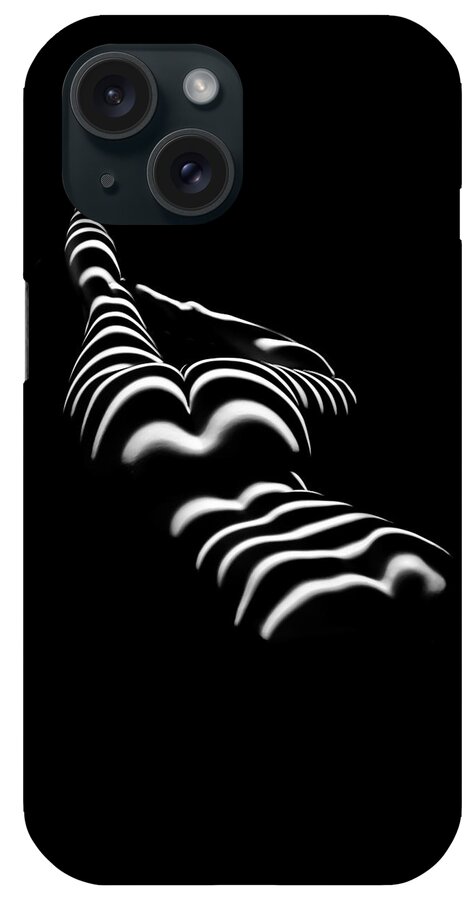 Zebra iPhone Case featuring the photograph 8897-SLG Zebra Woman Legs Up Black and White Photograph by Chris Maher by Chris Maher