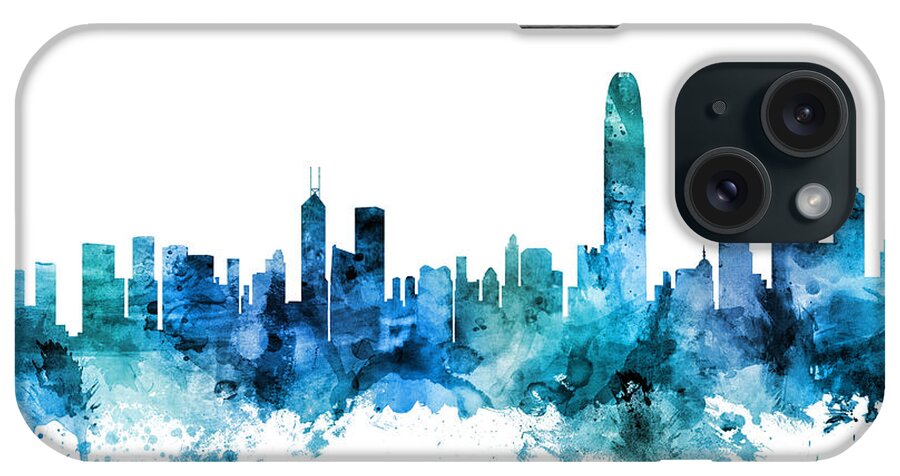 Hong Kong iPhone Case featuring the digital art Hong Kong Skyline #9 by Michael Tompsett