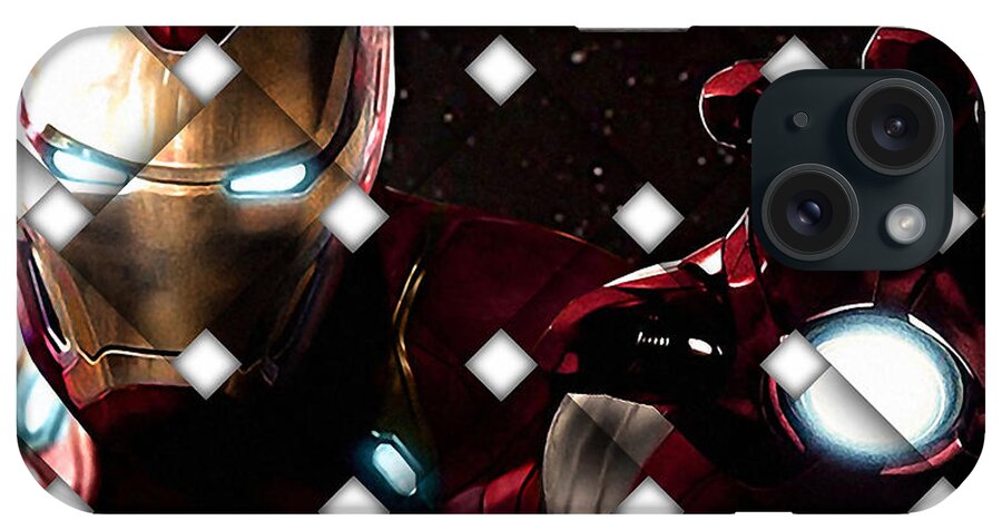  Superhero iPhone Case featuring the mixed media Iron Man #10 by Marvin Blaine