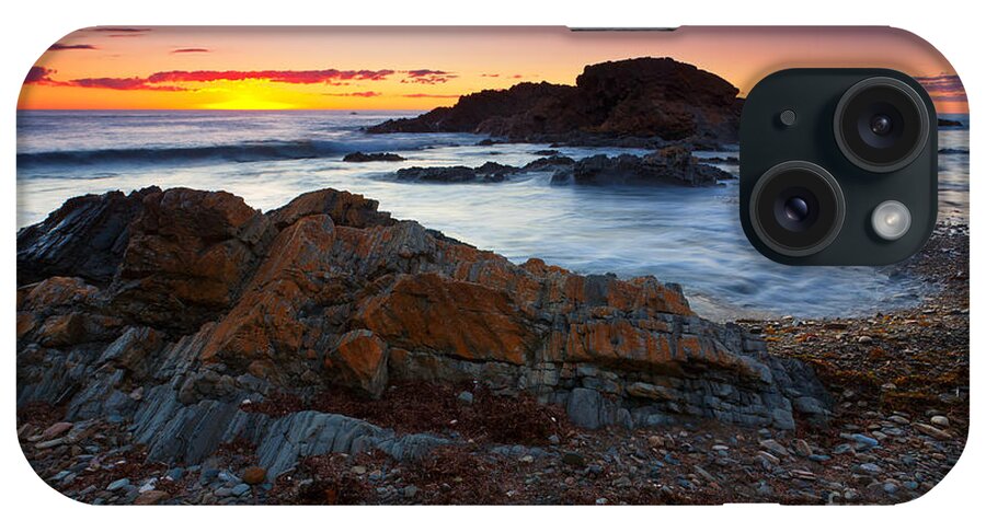 Second Valley Fleurieu Peninsula South Australia Australian Seascape Coast Coastal Shoreline Jetty Rock Formations Cliffs Sea Ocean Sunset iPhone Case featuring the photograph Second Valley Sunset #9 by Bill Robinson