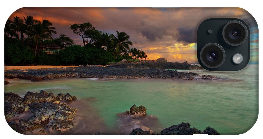 Secret Beach Paako Maui Hawaii Seascape Lava Sunset Clouds iPhone Case featuring the photograph Secret Beach #9 by James Roemmling