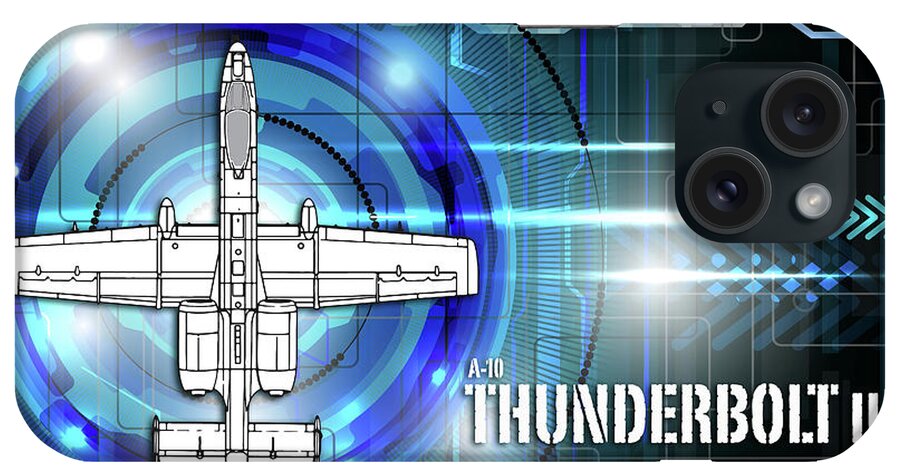 A-10 iPhone Case featuring the digital art A-10 Thunderbolt II Blueprint by Airpower Art
