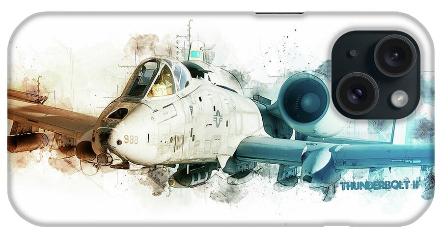 A-10 iPhone Case featuring the digital art A-10 Thunderbolt Tech by Airpower Art