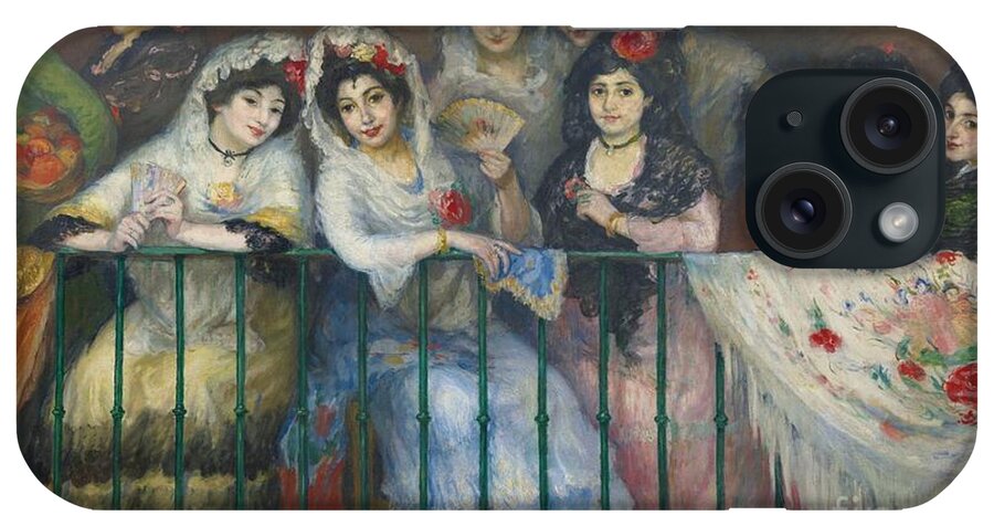 Ricardo Canals Spanish 1876-1931 iPhone Case featuring the painting A Balcony At The Bullfight by MotionAge Designs