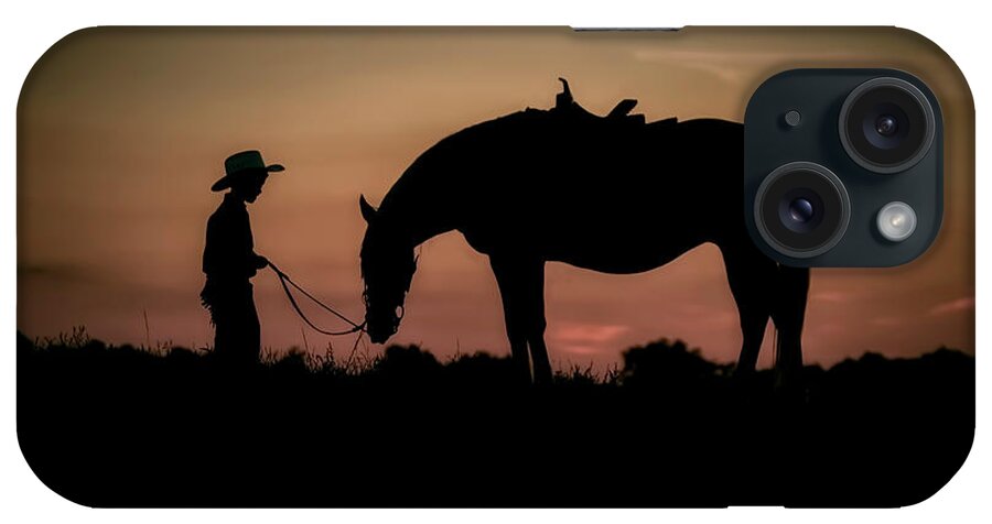 Boy iPhone Case featuring the photograph A Boy and His Horse by Linda Blair