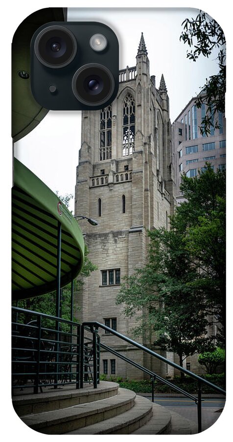 First United Methodist Church iPhone Case featuring the photograph A Charlotte Church Tower by Greg and Chrystal Mimbs