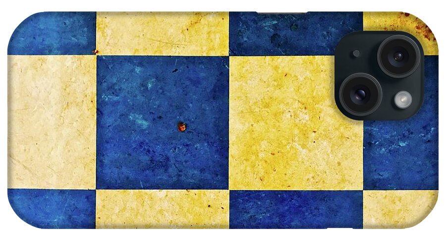  iPhone Case featuring the photograph A Checkered Murder in Blue and Yellow by Brian Sereda