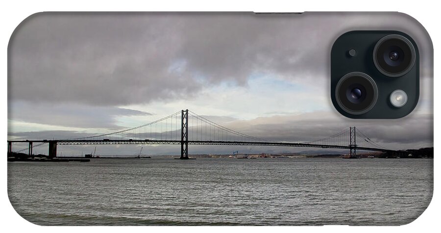 Daub iPhone Case featuring the photograph A daub of blue in the storm clouds over the Firth of Forth by Elena Perelman