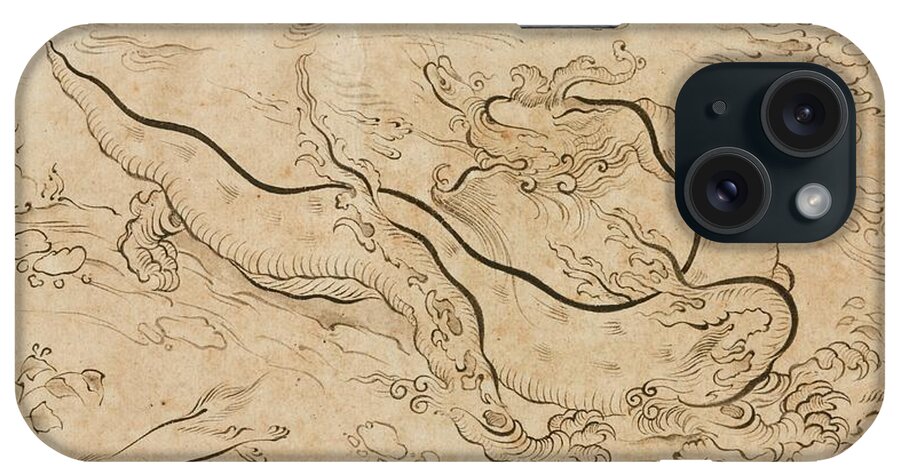 A Dragon Within A Landscape iPhone Case featuring the painting A dragon within a landscape by Eastern Accents