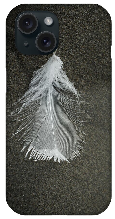 Feather iPhone Case featuring the photograph A Feather at the Edge of the Water by Robert Potts