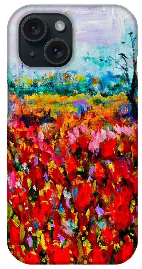 Landscape iPhone Case featuring the painting A Field of Flowers # 2 by Maxim Komissarchik