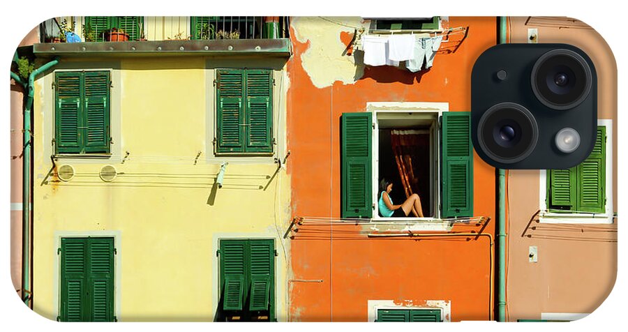 Cinque Terre iPhone Case featuring the photograph A girl on a window sill, Italy by Aashish Vaidya